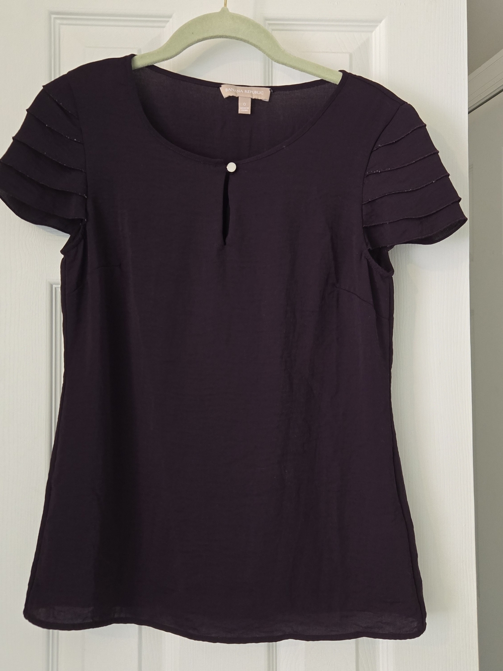 Banana Republic Plum Short Sleeve Layered-Sleeve Blouse